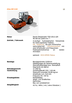 Cilindri compactori cu un singur tambur Atlas AW 1110