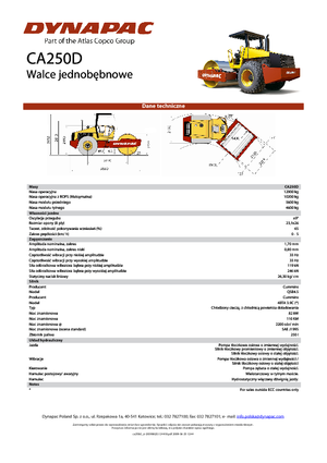 Cilindri compactori cu un singur tambur Dynapac CA 250 D
