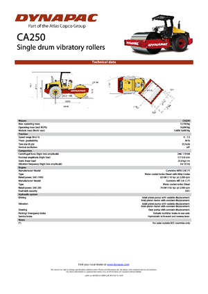 Cilindri compactori cu un singur tambur Dynapac CA 250