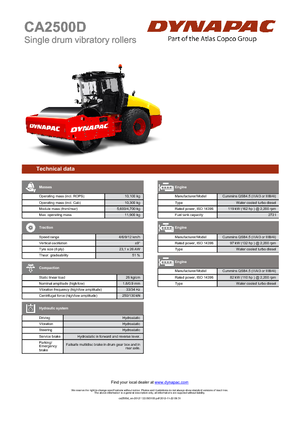 Cilindri compactori cu un singur tambur Dynapac CA 2500 D