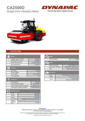 Cilindri compactori cu un singur tambur Dynapac CA 2500 D