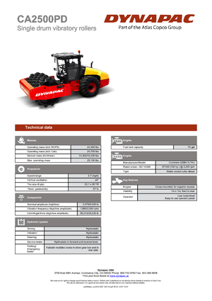 Cilindri compactori cu un singur tambur Dynapac CA 2500 PD