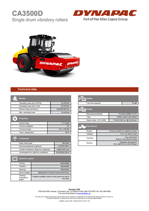 Cilindri compactori cu un singur tambur Dynapac CA 3500 D