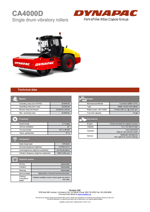Cilindri compactori cu un singur tambur Dynapac CA 4000 D