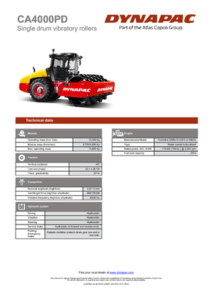 Cilindri compactori cu un singur tambur Dynapac CA 4000 PD