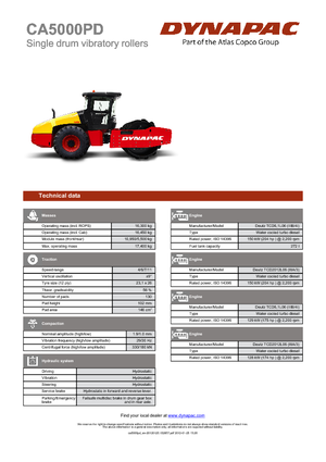 Cilindri compactori cu un singur tambur Dynapac CA 5000 PD