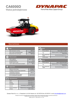 Cilindri compactori cu un singur tambur Dynapac CA 6000 D