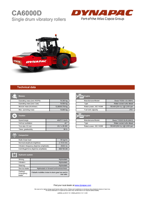Cilindri compactori cu un singur tambur Dynapac CA 6000 D