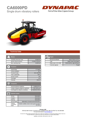 Cilindri compactori cu un singur tambur Dynapac CA 6000 PD