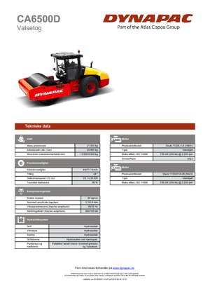 Cilindri compactori cu un singur tambur Dynapac CA 6500 D