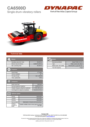 Cilindri compactori cu un singur tambur Dynapac CA 6500 D
