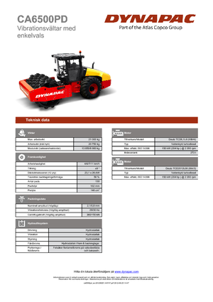 Cilindri compactori cu un singur tambur Dynapac CA 6500 PD