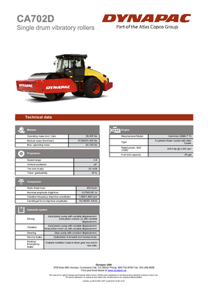 Cilindri compactori cu un singur tambur Dynapac CA 702 D