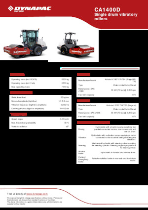 Cilindri compactori cu un singur tambur Dynapac CA1400D