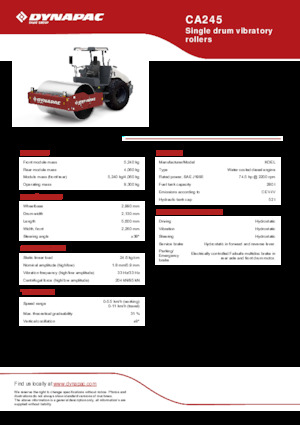 Cilindri compactori cu un singur tambur Dynapac CA245