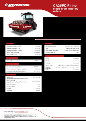 Cilindri compactori cu un singur tambur Dynapac CA25PD Rhino