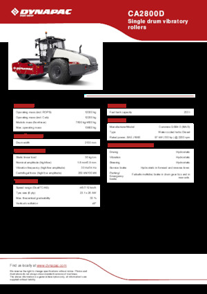 Cilindri compactori cu un singur tambur Dynapac CA2800D