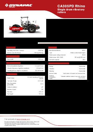 Cilindri compactori cu un singur tambur Dynapac CA305PD Rhino