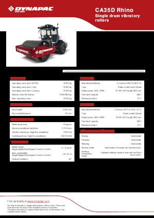 Cilindri compactori cu un singur tambur Dynapac CA35D Rhino