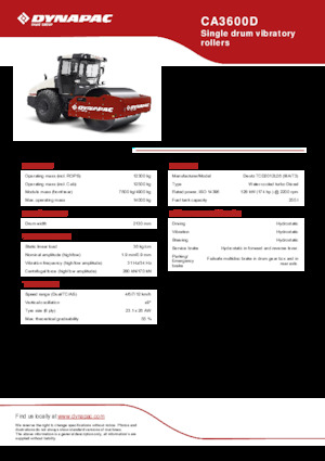 Cilindri compactori cu un singur tambur Dynapac CA3600D