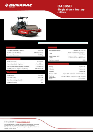 Cilindri compactori cu un singur tambur Dynapac CA385D