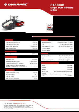 Cilindri compactori cu un singur tambur Dynapac CA5500D