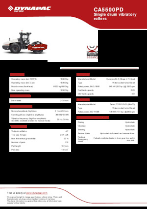 Cilindri compactori cu un singur tambur Dynapac CA5500PD