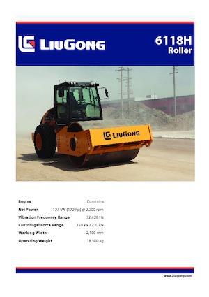 Cilindri compactori cu un singur tambur Liugong 6118H