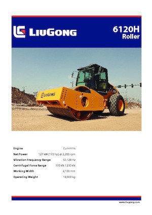 Cilindri compactori cu un singur tambur Liugong 6120H