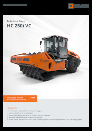 Cilindri compactori cu un singur tambur Hamm HC 250i VC