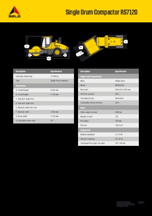 Cilindri compactori cu un singur tambur SDLG RS7120