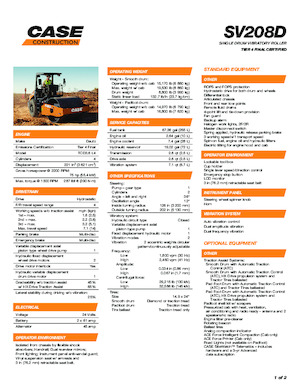 Cilindri compactori cu un singur tambur Case SV208D