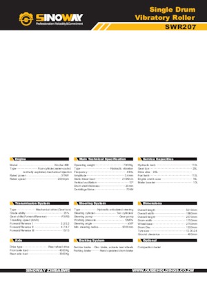 Cilindri compactori cu un singur tambur Sinoway SWR207 