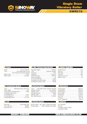 Cilindri compactori cu un singur tambur Sinoway SWR216