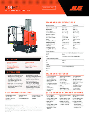 Nacele verticale cu un singur catarg JLG E18MCL