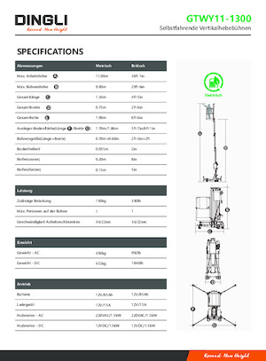 Nacele verticale cu un singur catarg Dingli GTWY11-1300