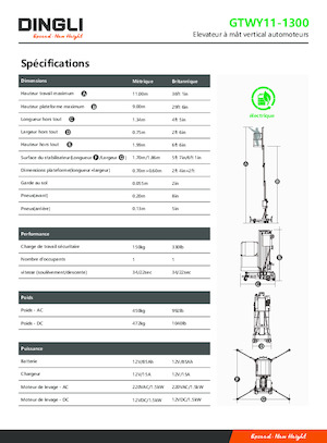 Nacele verticale cu un singur catarg Dingli GTWY11-1300