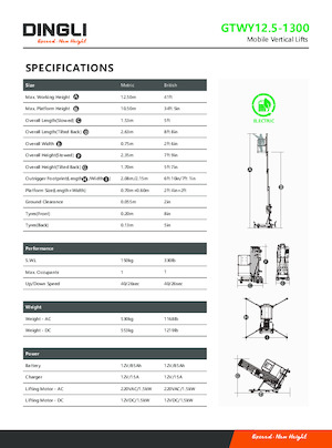 Nacele verticale cu un singur catarg Dingli GTWY12.5-1300