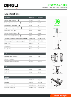 Nacele verticale cu un singur catarg Dingli GTWY12.5-1300