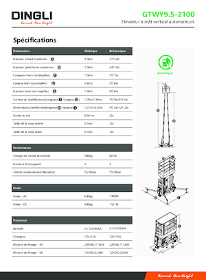 Nacele verticale cu un singur catarg Dingli GTWY9.5-2100