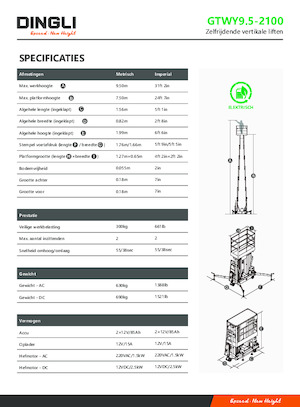 Nacele verticale cu un singur catarg Dingli GTWY9.5-2100