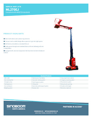 Nacele verticale cu un singur catarg Sinoboom ML270EJ