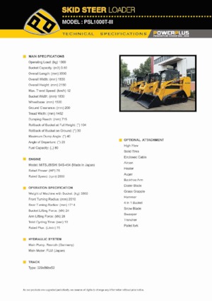 Mini încărcătoare PowerPlus PSL1000T-III