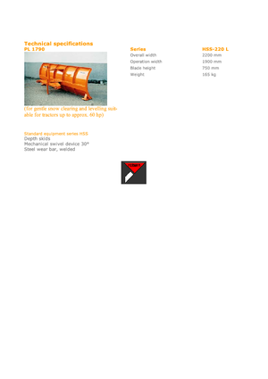 Pluguri de zăpadă light-duty/ușoare Hydrac HSS 220 L