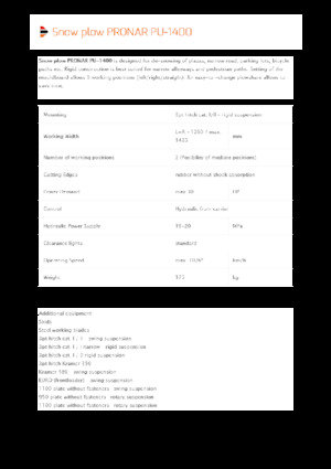 Pluguri de zăpadă cu două lame mobile/articulate Pronar PU 1400