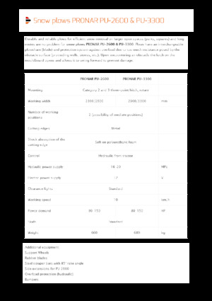 Pluguri de zăpadă cu două lame mobile/articulate Pronar PU 3300