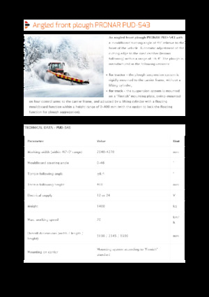 Pluguri de zăpadă cu două lame mobile/articulate Pronar PUD S43