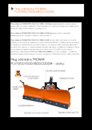 Pluguri de zăpadă cu două lame mobile/articulate Pronar PUV 1500M