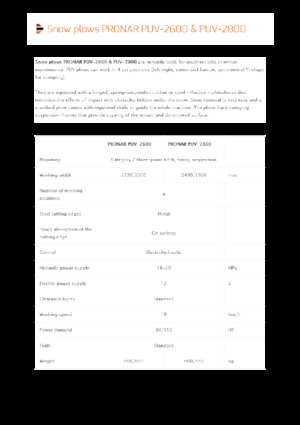 Pluguri de zăpadă cu două lame mobile/articulate Pronar PUV 2800