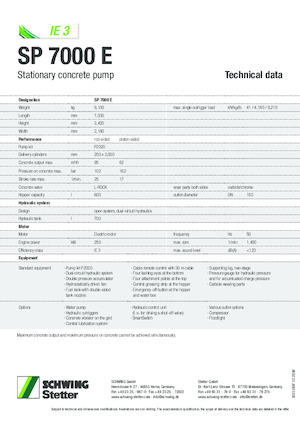 Pompe de beton staționare SCHWING-Stetter SP 7000 E